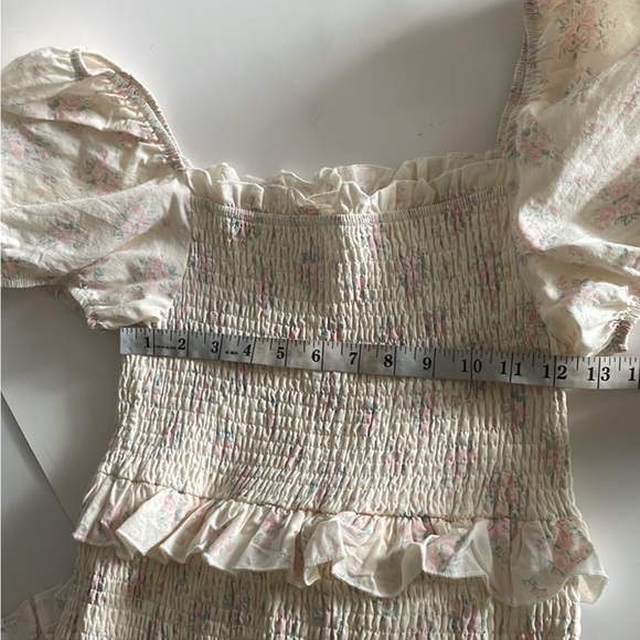 MABLE Cream Liberty Floral Puff Sleeve Smocked Tiered Maxi Dress - Picture 7 of 7